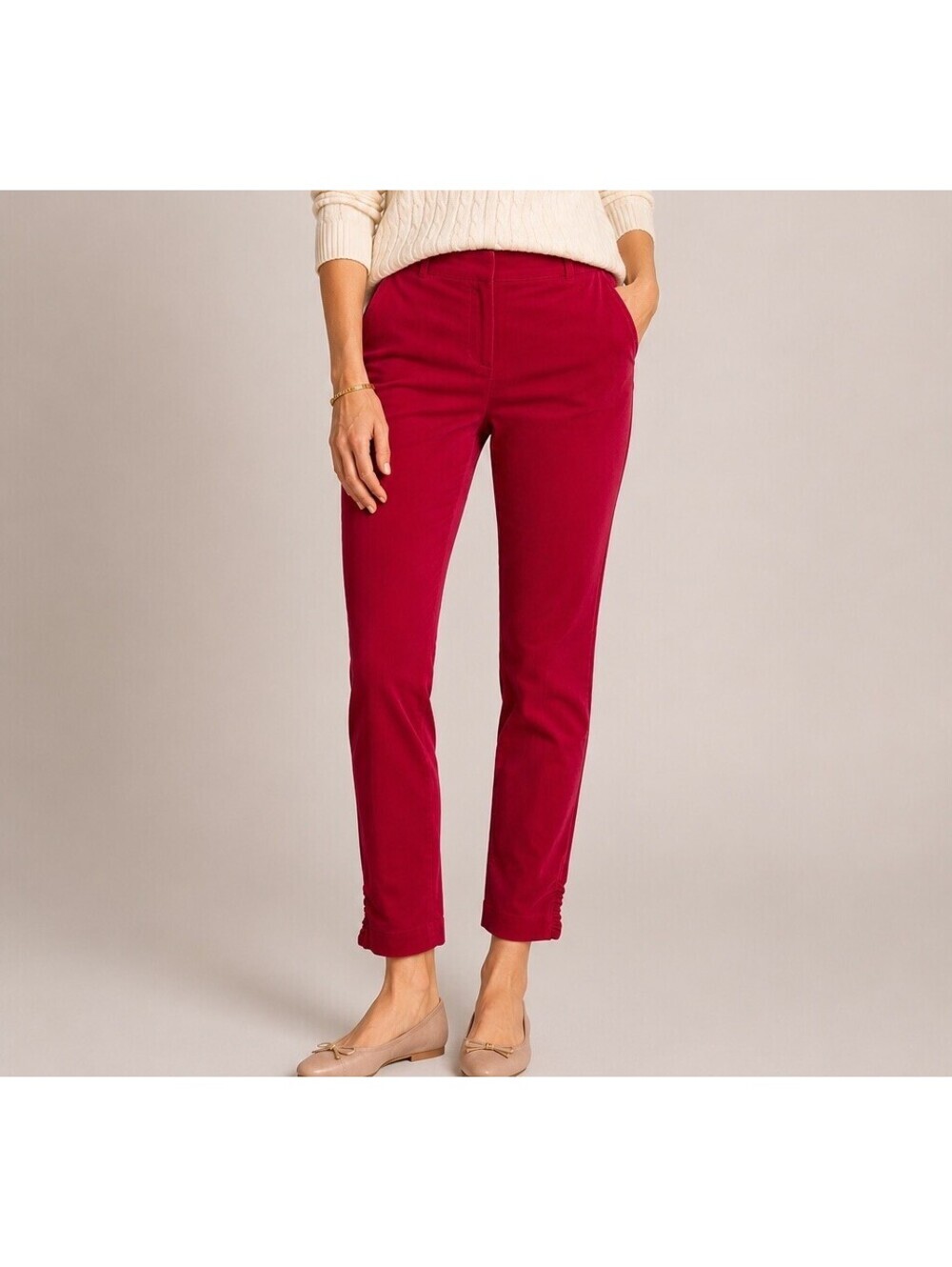 Talbots Red Velveteen Straight Leg Ankle Pants Women’s Size 4 NWT Preppy Romance